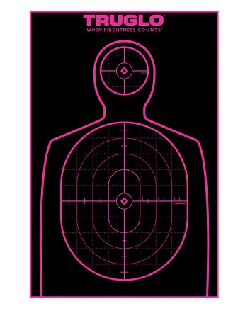 TruGlo TG13A12BB Tru-See Handgun Target Self-Adhesive Heavy Paper Black/Pink 12"x18" Silhouette 12 Pack