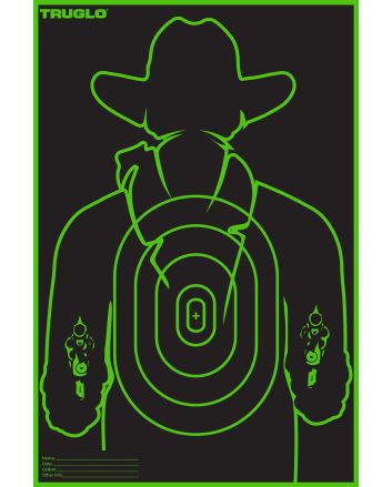TruGlo TG16A6 Tru-See Gunslinger Target Self-Adhesive Heavy Paper Black/Green 12"x18" Cowboy 6 Pack