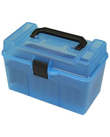 MTM Case-Gard H50RMAG24 Deluxe Ammo Box300 Win Mag/7mm Rem Clear Blue Polypropylene 50rd