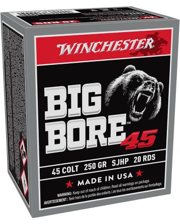 Winchester Ammo X45CBB Big Bore45Colt 250gr Semi Jacketed Hollow Point 20 Per Box/10 Case