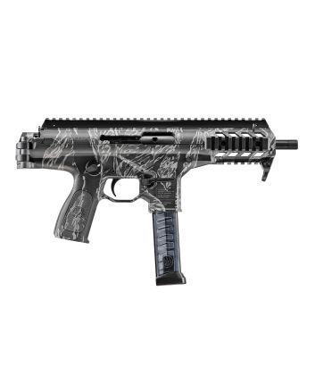 Beretta USA JPMXSTG30 PMXs9mm Luger 30+1 (2) 6.90" Threaded Barrel, Limited Edition Black &amp; Gray Tiger Stripe, QD End Plate, Picatinny Handguard, Ambidextrous Controls