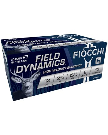 Fiocchi 12HV9P Field Dynamics12Gauge 2.75" 9Pellets 00Buck Shot 10 Per Box/25 Case