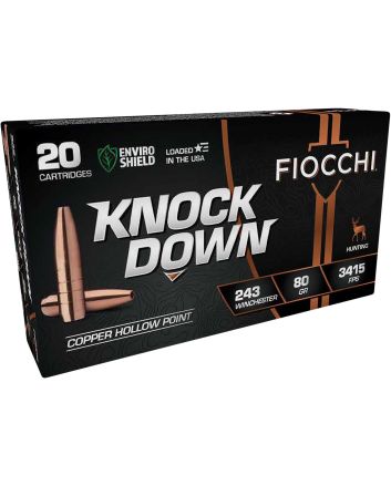 Fiocchi 243CHA Knock Down Enviro Shield 243Win 80gr Hollow Point 20 Per Box/10 Case