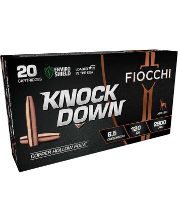 Fiocchi 65CMCHA Knock Down Enviro Shield 6.5Creedmoor 120gr Hollow Point 20 Per Box/10 Case