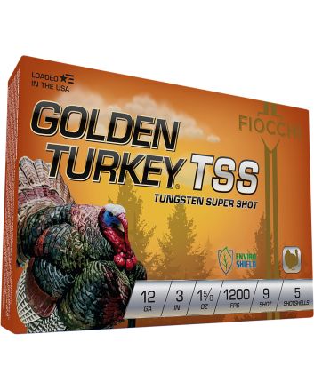 Fiocchi 123TSS9 Golden Turkey TSS 12Gauge 3" 1 5/8oz 9Shot 5 Per Box/10 Case