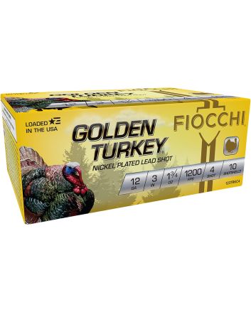 Fiocchi 123TRKC4 Golden Turkey12Gauge 3" 1 3/4oz 4Shot 10 Per Box/10 Case
