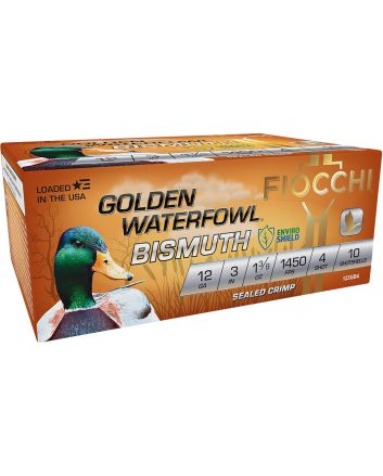 Fiocchi 123GB4 Golden Waterfowl Bismuth 12Gauge 3" 1 3/8oz 4Shot 10 Per Box/10 Case