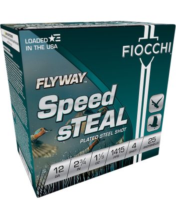 Fiocchi 12FST4 Flyway Speed Steel 12Gauge 2.75" 1 1/8oz 4Shot 25 Per Box/10 Case
