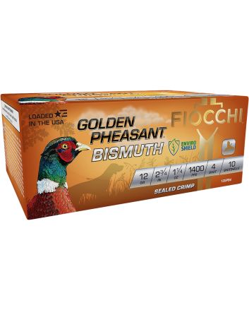Fiocchi 12GPB4 Golden Pheasant Bismuth 12Gauge 2.75" 1 1/4oz 4Shot 10 Per Box/10 Case
