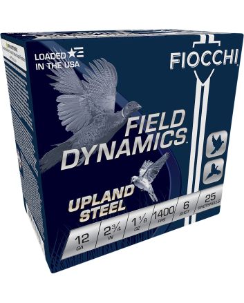 Fiocchi 12HVST6 Field Dynamics Upland Steel 12Gauge 2.75" 1 1/8oz 6Shot 25 Per Box/10 Case