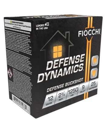 Fiocchi 12EX9P Defense Dynamics Defense Buckshot 12Gauge 2.75" 25 Per Box/10 Case