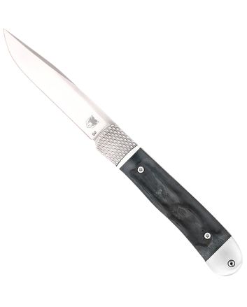 CobraTec Knives CTTHRBLK Trapper Hidden Release 3.12" OTS Drop Point Plain Satin D2 Steel Blade, 4.25" Black Bone Scales Handle