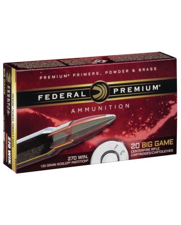Federal P270P Premium270Win 130gr Nosler Partition 20 Per Box/10 Case