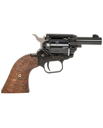 Heritage Mfg BK22B2WBRN35 Barkeep22 LR 6 Shot, 2.68" Black Oxide Steel Barrel, Black Oxide Zinc Alloy Frame, Black Oxide Cylinder, Wood w/1776 Flag Engraved Grip, Manual Safety, Exposed Hammer