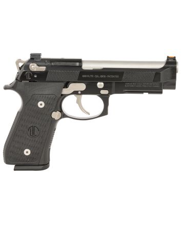 Langdon Tactical Tech LTT92ECB 92 Elite LTT9mm Luger 18+1 4.70" Target Crown Steel Barrel, Black Serrated Steel Slide, Black Frame w/Picatinny Rail, Black VZ G10 Grip