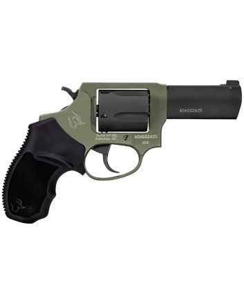 Taurus 260531F Defender 605SA/DA 357 Mag/38 Special +P 5rd 3", Black Barrel/Cylinder, Sniper Green Frame, Black Hogue Rubber Grip, Fixed Front Sight