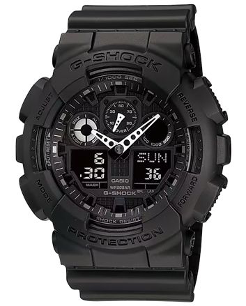 G-shock/vlc Distribution GA1001A1 G-Shock Tactical XL 52mm Keep Time Black Features Stopwatch/Speedometer