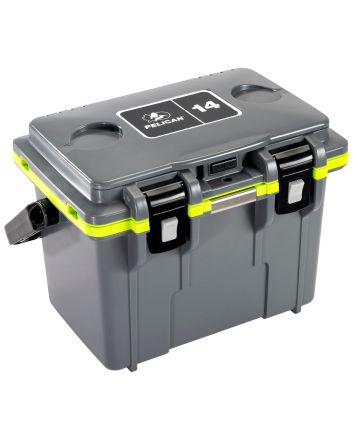 PELICAN 14Q-1-DKGRYEGRN 14QT ELITE COOLER GRY/GRN
