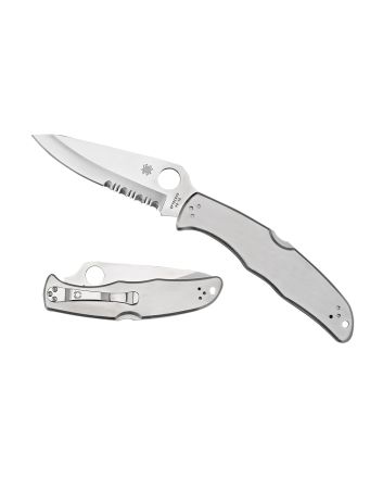 Spyderco C10PS Endura 43.85" Folding Plain Satin VG-10 SS Blade/Satin Stainless Steel Handle Includes Pocket Clip
