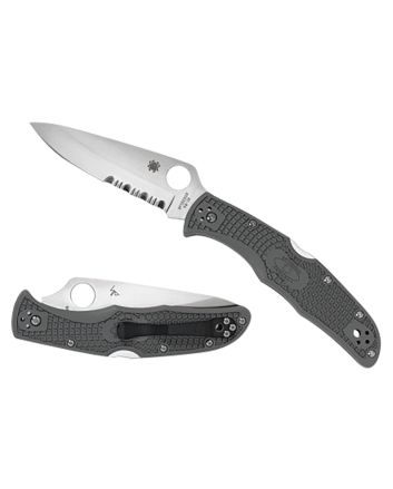 Spyderco C10PSFG Endura 4 Lightweight 3.75" Folding Part Serrated Satin VG-10 SS Blade/Foliage Green Bi-Directional Texturing FRN Handle Includes Pocket Clip