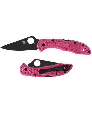 Spyderco C11FPPNS30VBK Delica 4 Lightweight 2.90" Folding Plain Black TiCN CPM S30V SS Blade/Pink Textured w/Black Accents FRN Handle Includes Pocket Clip