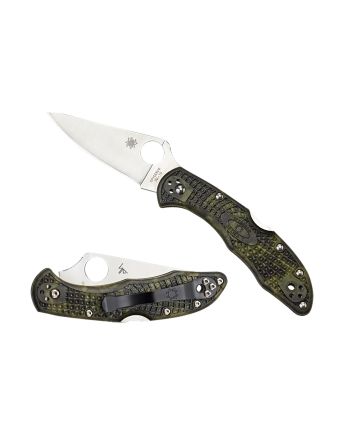 Spyderco C11ZFPGR Delica 4 Lightweight 2.90" Folding Plain Satin VG-10 SS Blade/Zome Green Bi-Directional Texturing FRN Handle Includes Pocket Clip