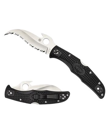Spyderco C12SBK2W Matriarch 23.57" Folding Reverse S Serrated Satin VG-10 SS Blade/Black Bi-Directional Texturing FRN Handle Includes Pocket Clip