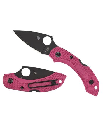 Spyderco C28FPPNS30VBK2 Dragonfly 22.30" Folding Plain Black TiCN CPM S30V SS Blade/Pink Textured w/Black Accents FRN Handle Includes Pocket Clip