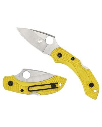 Spyderco C28PYL2 Dragonfly 2 Salt 2.25" Folding Plain Stonewashed H1 Steel Blade/ Yellow Textured FRN Handle Includes Pocket Clip
