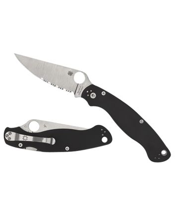 Spyderco C36GP2 Military 24" Folding Plain Stonewashed CPM S30V SS Blade/Black Textured G10 Handle Includes Pocket Clip