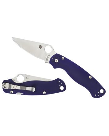 Spyderco C81GPDBL2 Para Military 23.42" Folding Plain Satin CPM S110V Blade/Dark Blue Textured G10 Handle Includes Pocket Clip