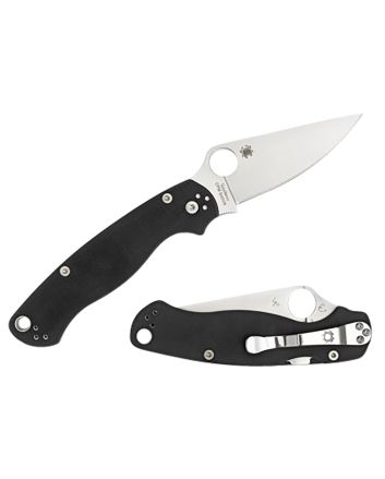 Spyderco C81GPLE2 Para Military 23.42" Folding Plain Satin CPM S45VN SS Blade Black Textured G10 Handle Left Hand Includes Pocket Clip