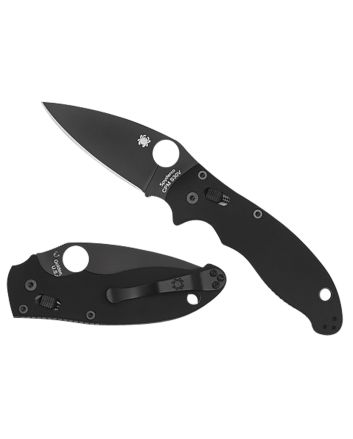 Spyderco C101GPBBK2 Manix 23.37" Folding Plain Black DLC CPM S30V SS Blade/Black Bi-Directional Texturing G10 Handle Includes Pocket Clip