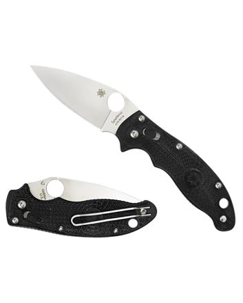 Spyderco C101PBK2 Manix 2 Lightweight 3.37" Folding Plain Satin CTS BD1 SS Blade/Black Bi-Directional Texturing FRCP Handle Includes Pocket Clip