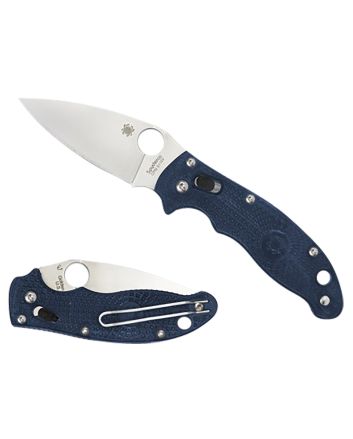 Spyderco C101PDBL2 Manix 2 Lightweight 3.37" Folding Plain Satin CTS BD1 SS Blade/Dark Blue Bi-Directional Texturing FRCP Handle Includes Pocket Clip