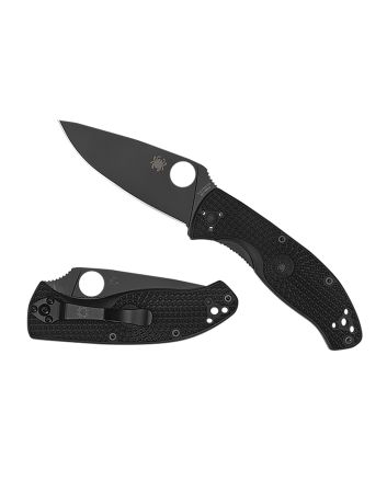 Spyderco C122PBBK Tenacious Lightweight 3.39" Folding Plain Black Oxide 8Cr13MoV SS Blade/Black Bi-Directional Texturing FRN Handle Includes Pocket Clip
