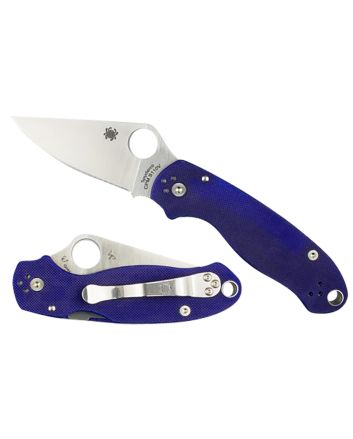 Spyderco C223GPDBL Para 32.95" Folding Plain Satin CPM S110V Blade/Dark Blue Textured G10 Handle Includes Pocket Clip