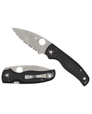 Spyderco C229GP Shaman3.58" Folding Plain Stonewashed CPM S30V SS Blade/Black Textured G10 Handle Includes Pocket Clip