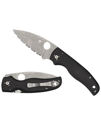 Spyderco C229GS Shaman3.58" Folding Serrated Stonewashed CPM S30V SS Blade/ Black Textured G10 Handle Includes Pocket Clip