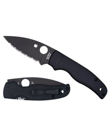 Spyderco C229GSBK Shaman3.58" Folding Serrated Black DLC CPM S30V SS Blade/Black Textured G10 Handle Includes Pocket Clip