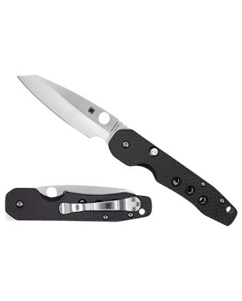 Spyderco C240CFP Smock3.39" Folding Plain Stonewashed CPM S30V SS Blade/Black Textured Carbon Fiber/G10 Handle