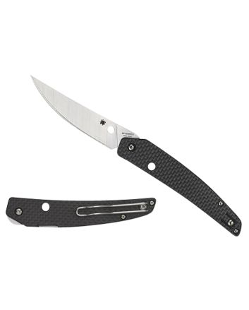 Spyderco C242CFP Ikuchi3.26" Folding Plain CPM S30V SS Blade/Black Textured Carbon Fiber/G10 Handle Includes Pocket Clip