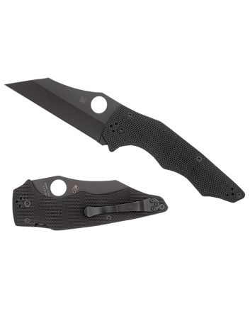 Spyderco C253GPBBK YoJumbo3.98" Folding Wharncliffe Plain Black DLC CPM S30V SS Blade/Black Textured G10 Handle Includes Pocket Clip