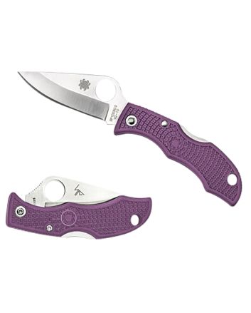 Spyderco LPRP3 Ladybug 3 Salt 1.94" Folding Plain Stonewashed H2 Steel Blade/Purple Bi-Directional Texturing FRN Handle