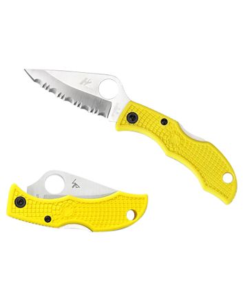 Spyderco LYLP3 Ladybug 3 Salt 1.94" Folding Plain Stonewashed H2 Steel Blade/Marine Yellow Bi-Directional Texturing FRN Handle