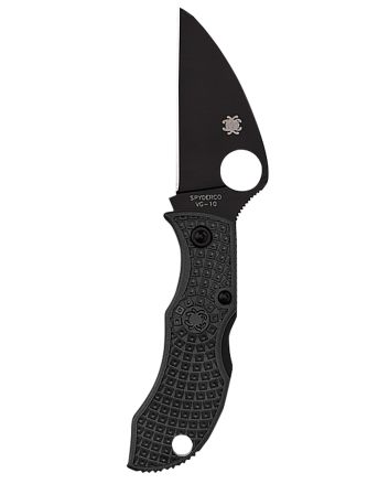Spyderco MBKWPBK Manbug1.91" Folding Wharncliffe Plain Non-Reflective Black TiCN VG-10 SS Blade/Black Textured FRN Handle