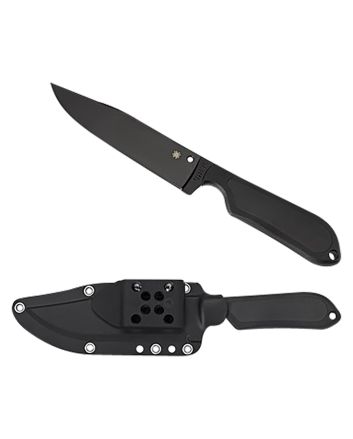 Spyderco FB04PBB Street Bowie5.05" Fixed Clip Point Plain Black DLC VG-10 SS Blade/Black Textured FRN Handle Includes Sheath w/G-Clip