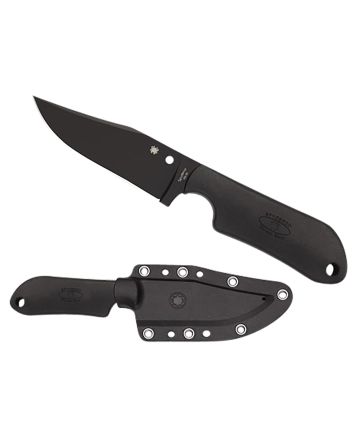Spyderco FB15PBBK Street Beat3.51" Fixed Bowie Plain Black DLC VG-10 SS Blade/Black Textured FRN Handle