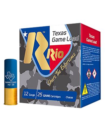Rio Ammunition TGHV368TX Texas Game Load High Velocity 12 Gauge 2.75" 1 1/4 oz 8 Shot 25 Per Box/ 10 Case