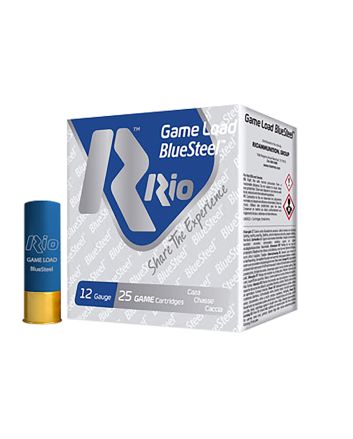 Rio Ammunition GLBS325 Game Load BlueSteel12Gauge 2.75" 1 1/8oz 5Shot 25 Per Box/10 Case